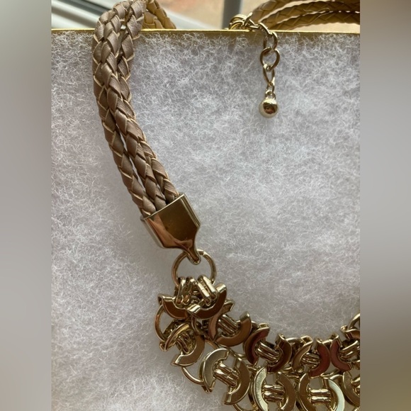 White House Black Market Link Design‎ with Braided Leather Necklace - Picture 2 of 8